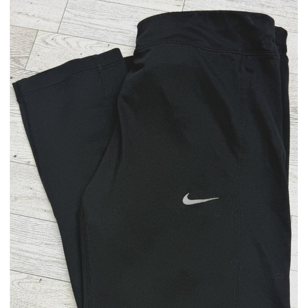 Nike Dri-FIT Running Cropped Leggings Womens MEDIUM Black Athletic Capri Pants